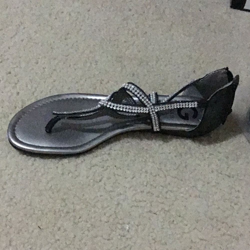 Guess silver flip flop flats